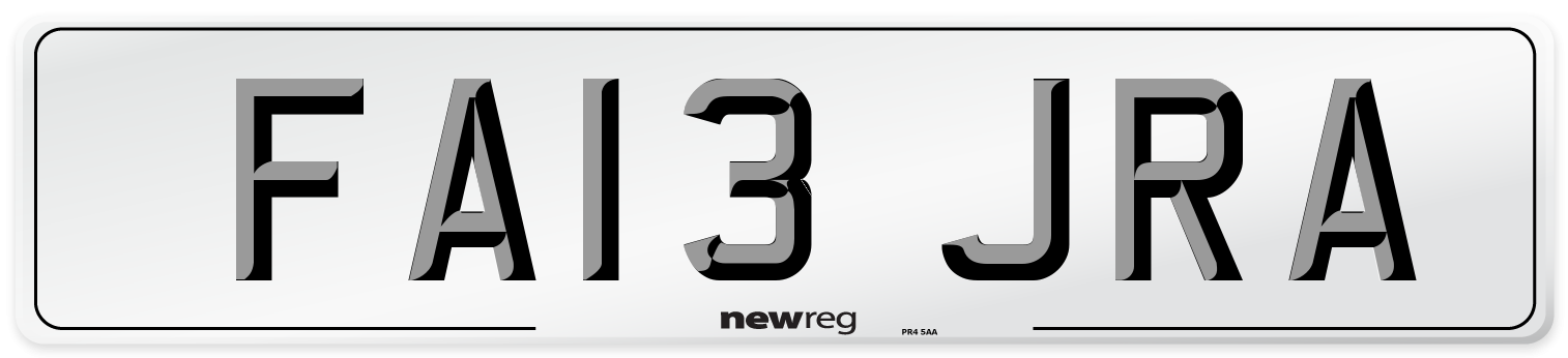 FA13 JRA Number Plate from New Reg